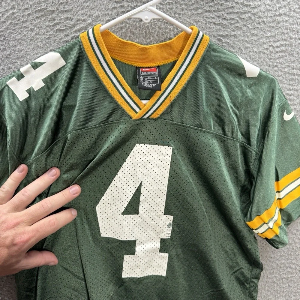 Vintage Green Bay Packers‎ Jersey Youth Medium Green Brett Favre #4 Nike 90s Y2K